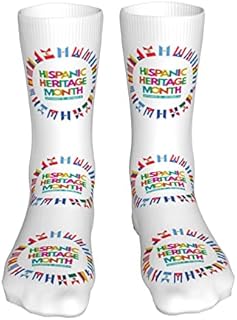 883 Compression Socks National Hispanic Heritage Month Crew Socks Non Slip Athletic Socks Comfort Calf Socks For Jogging Walking Hiking 40cm