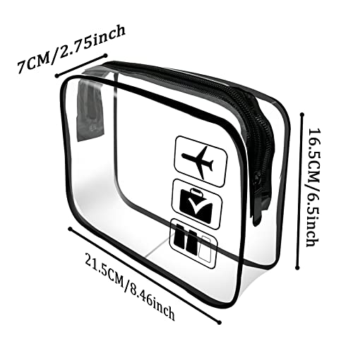 Clear Travel Toiletries Bag, 2 Pcs TSA Approved Toiletry Bag with Zippers Travel Accessories Portable Waterproof Cosmetic Clear Makeup Bag for Women and Men (Black) - Image 3