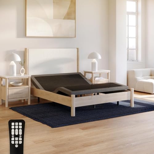 Image of Adjustable Comfort Upholstered Premium Adjustable Base with Upgraded Motors, Massage, Wireless Remote, USB Port-Ergonomic Head and Foot Inclines, Queen
