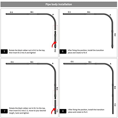 Raoot Shower Curtain Rod Curved Drill Or No Drill, Adjustable Black Shower Curtain Rod L Shaped 28"-40"X44"-68" Outdoor Shower Curtain Rod With 24 Shower Curtain Rings #TOP7