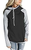 Tincini Hoodie Damen Kapuzenpullover Hoody Pullover Sweatshirts Oberteile mit Kapuze (Schwarz, S)