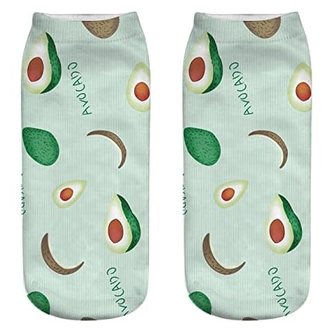 Trainer Socks Men Avocado 3D Printing Socks Boat Socks(3Pcs),Nyg08,One Size Cover