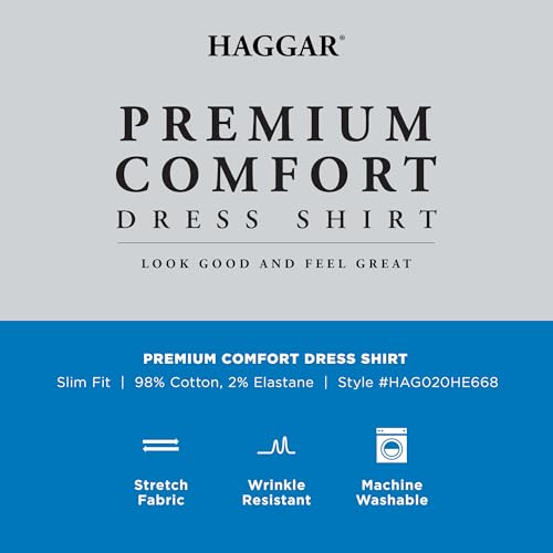 Haggar Mens Premium Comfort Slim Fit Wrinkle Resistant Dress Shirt Aqua Blue - image 5
