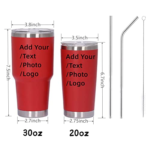 Personalized Photo 20Oz 30Oz Stainless Steel Tumbler,Custom Coffee Tumbler Cup With Lid And Strawstraw Vacuum Insulated With Text Photo Logo (Personalized) #TOP5