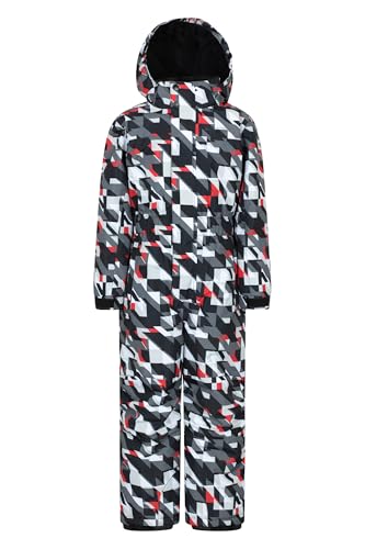 Mountain Warehouse Cloud Kids Snowsuit - Waterproof, Adjustable, One Piece Jumpsuit with Taped Seams & Fleece Lining, Girls & Boys - Winter, Ski & Rain Grey (Printed) Kids Size 3-4 Years