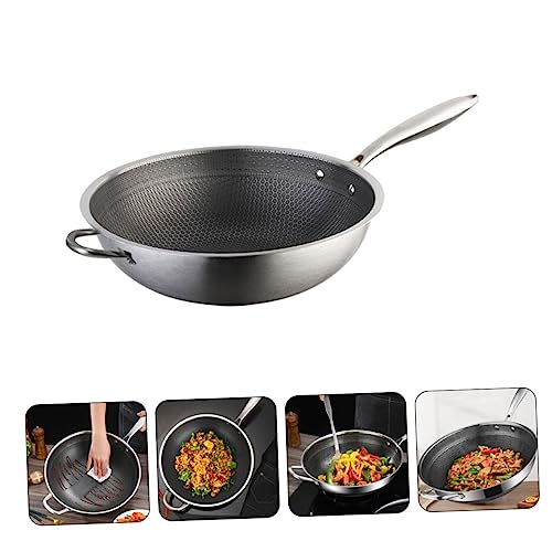 Wok de acero inoxidable con superficie antiadherente de panal y doble mango miniatura 3