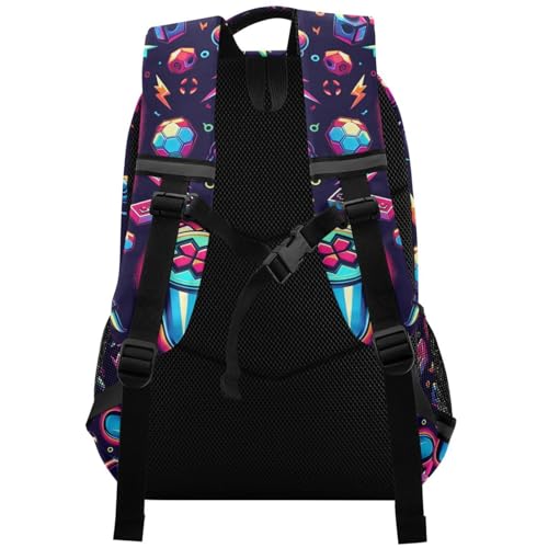 Bright Video Game Joystick Backpack for Boys Girls Elementary School Bag Kids Bookbag Travel Rucksack2