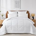 Guchuang Bedding Coverless Duvet Single Size 10.5 Tog-Reversible Comforter for All Seasons-Lightweight Down Alternative Comforter (White,Single)