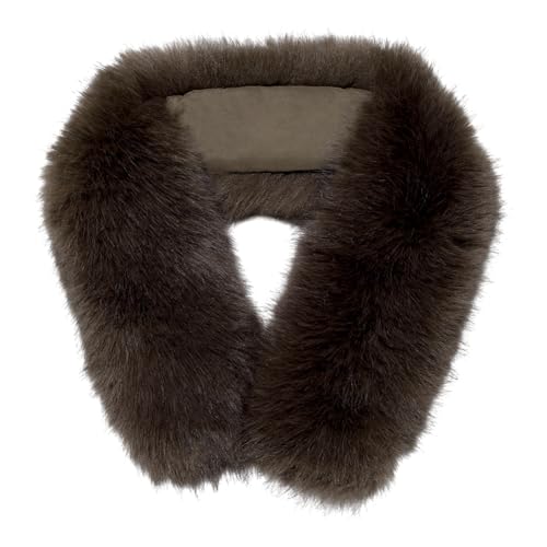 PH PandaHall Faux Fur Collar Replacement Brown Wool Hood Trim Neck Warmer Plush Collars Trim Warmer Collar Detachable Scarf Wrap for Women Men Winter Coat Jackets Costume Accessory