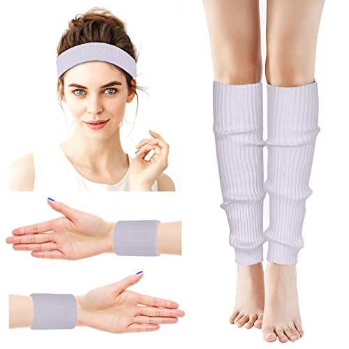 Image of ONUPGO Leg Warmers for Women 80s Sport Headband Wristbands Neon Leg Warmers Set - 80s Workout Clothes 90s Outfit for Women