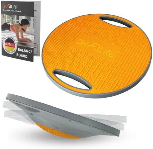 DH FitLife Balance Board Ø42 cm mit Griffen, Wackelbrett Erwachsene 200 kg | Extra groß｜3D Anti Rutsch Textur｜TPE für stabilen Halt｜Bodenschonend｜Bis 200 kg｜Gleichgewichtstrainer f