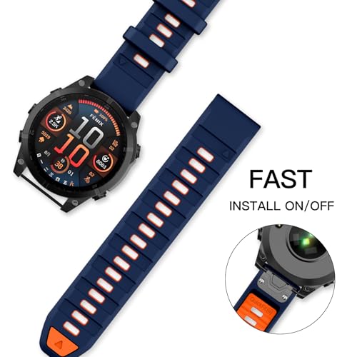 Image of OVERSTEP Compatible with Fenix 8 51mm Watch Bands, 26mm Soft Siliocne Strap for Garmin Fenix 5X /Fenix 5X Plus /Fenix 6X /Fenix 6X Pro /Fenix 7X /Fenix 7X Pro Smartwatch