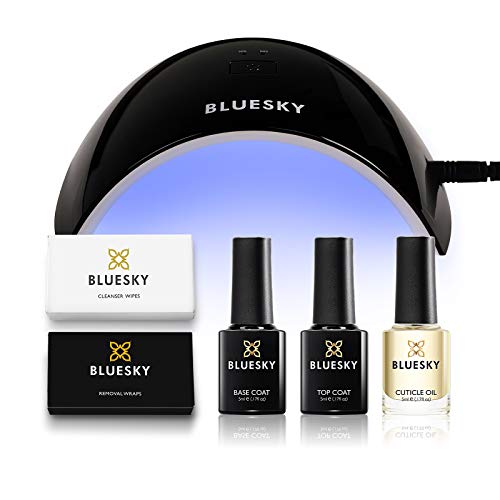 Bluesky Gel Nail Polish Starter Kit with Professional 24W Uv Led Lamp, Top & Base Coat Set 5Ml, Cuticle Oil 5Ml, Cleanser Wipes X 100, Remover Wraps X 100
