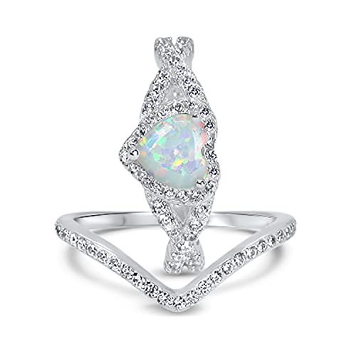 LaRaso & Co Vintage Sterling Silver White Opal Wedding Engagement Ring Set for Women Size 53