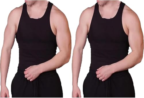 INXKED 2PCS Beaters for Men, Tank Tops Men, Workout Shaper Vest Compression Abs Undershirts (03,3XL)