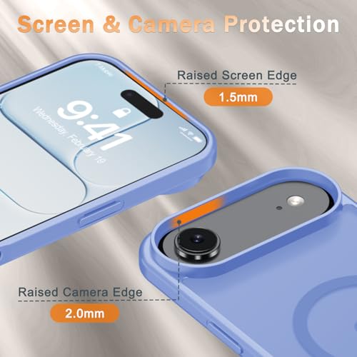 Image of YENAPOON for iPhone Air Case, Matte Magnetic Phone Cover [with 1 Screen Protector] [Support for MagSafe] [Shockproof Military Grade Protection] Translucent Frosted Back, Purple