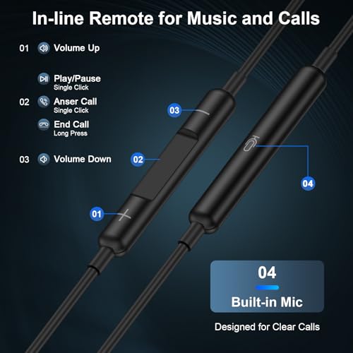 Image of USB C Earbuds Wired Ear Buds for Samsung Glaxy S26 Ultra S25 FE S25 Ultra A36 A56 A17 A16 S24,Type C in-Ear Headphones Earphone Headset with Microphone for iPhone 17 Pro Max Air 16 15