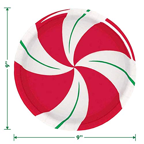 Live It Up! Party Supplies Peppermint Swirl Red & Green Christmas Holiday Paper Dinner Plates And Luncheon Napkins (Serves 16) #TOP2