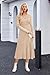 OUGES Womens Fall Maternity Dress for Photoshoot Long Sleeve Baby Shower Sweater Wrap V Neck Midi Work Dresses Pregnancy Clothes Fall Fashion 2025(Almond,M)