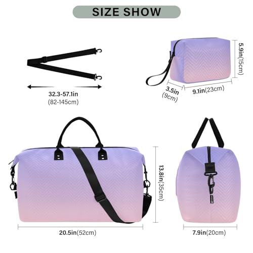 Generic Purple Pink Gradient Travel Duffle Bag Duffel Bags Large Weekender Bag Carry On Duffel Bag Gym Bag with Toiletry Bag Garment Duffle Bags for Airplanes Women Men Yoga Sports Trip Adults3
