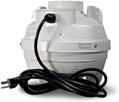 Suncourt 4-Inch Centrax Inline Centrifugal Fan — Quiet Duct Fan for Exhaust, Ventilation, or Inline Boosting, Safety Certified, Simple Installation, 10-Foot Power Cord (TF104-CRD)