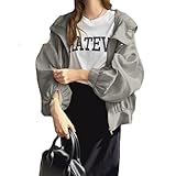 [Yejocely] UVカット パーカー 日焼け止め服 カーディガン フード付き アウター レディース 薄手 軽量 かわいい カジュアル おしゃれ 冷感生地 日焼け防止 紫外線対策 グレー Free