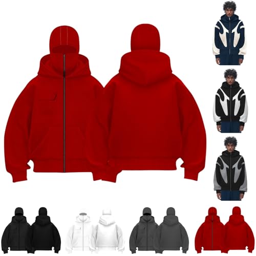 Veste de protection contre le froid avec cagoule intégrée, sweat à capuche ninja uni oversize chaud