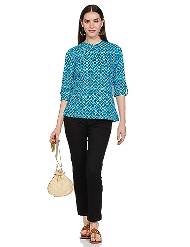 Image of Amazon Brand - Myx Women Cotton Straight Fit Straight Kurti (Available in Plus Sizes)