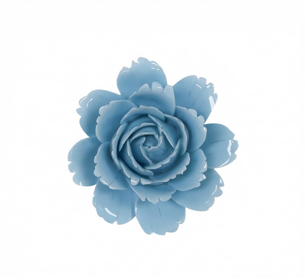 AMERRY Camellia,Light Blue, 2.76" Handcrafted Ceramic Flowers Wall Art Décor, Vintage-Inspired Ceramic Bouquets,Whimsical Wall Ceramics,Elegant Blooms,Handmade Plant