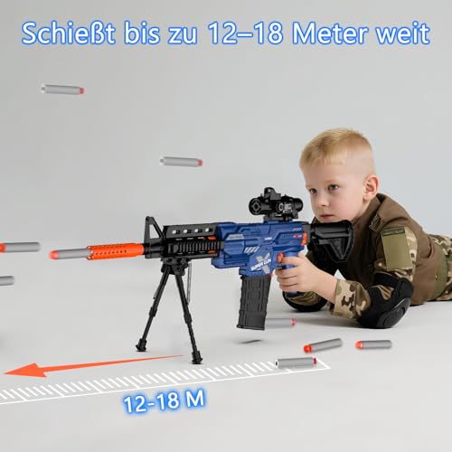 Kamaso Elektrisch Spielzeug Pistole für Kinder Gun Sniper, 2 Magazin 100 Darts, Foam Blaster mit Zielfernrohr für Scharfschützengewehr, Elektrisch Spielzeug-Geschenk für Junge ab 8-12 Jahren
