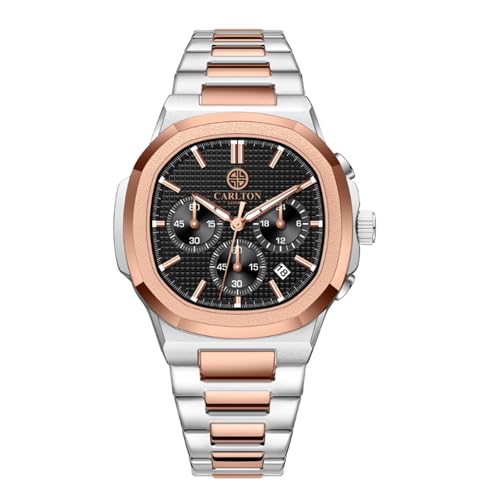 Image of Carlton London Men Stainless Steel Analog Watch | Black Waterproof Watches for Men Boys Male | Fashionable Trendy Quartz Movement Wrist Watch