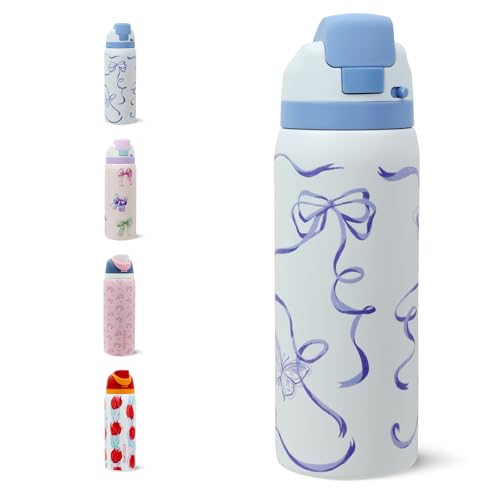 DLOCCOLD Insulated Stainless Steel Water Bottle with Straw for Sports, Travel, and School, 32oz Sports Water Bottle, Leak-Proof Thermos BPA-Free