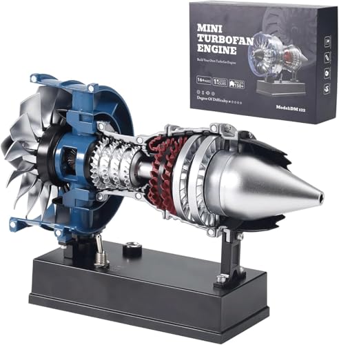 DM122 Metal Turbofan Engine Model Kit That Works, 170 Parts 1:20 Scale All-Metal Jet Engine Model with Transparent Cover, STEM Educational Assembly Kit Desk Decoration Gift