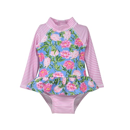 Image of Flap Happy Baby Girls' UPF 50+ Alissa Infant Ruffle Rash Guard Swimsuit