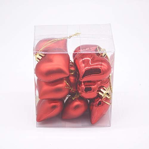 Holibanna 24Pcs Plastic Tree Ball Heart Valentine's Day Baubles Ornaments Plastic Shatterproof Ornaments for Xmas Holiday Wedding Party Decoration (Red)