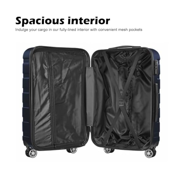 Luggage-Suitcase-Carry-On-Luggage-Hand-Cabin-Expandable-PCABS-Durable-Suitcase-Double-Wheels-TSA-Lock-3pcsBlue Luggage Suitcase Carry On Luggage Hand Cabin Expandable PC+ABS Durable Suitcase Double Wheels TSA Lock 3pcs(Blue)