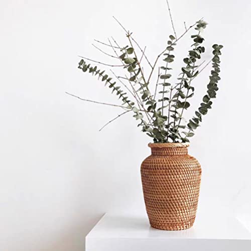 Happyyami Rattan Woven Vase Country Rustic Style Handmade Woven Plant Flower Vase Basket Flower Bud Container For Farmhouse Floral Arrangements House Decor #TOP4