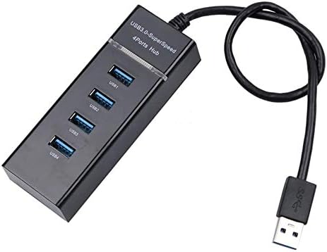 Eatech High Speed Upto 5 Gbps 4 Port USB 3.0 External HUB Splitter Adapter with LED for Windows Mac Linux Desktop Computer Laptop Notebook PC Peripherals Accessories | 30 cm, Black