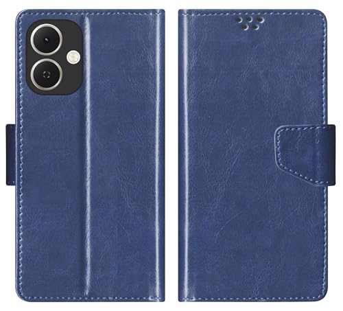 Image of SBMS Flip Cover for Tecno Spark GO 2 Back Cover Case with Magnatic Closure | Inbuilt Stand | Card & Money Pocket (Blue)