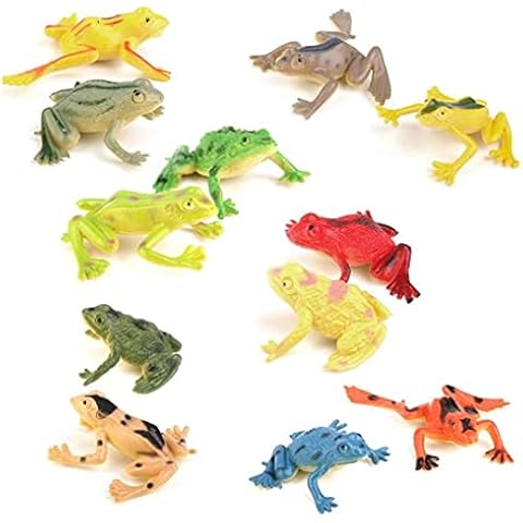 12 PCS Plastic Frog Model Set Colorful Simulation Frog Mini Educational Frog Animal Toys for Kids, Children Home Decoration Cover
