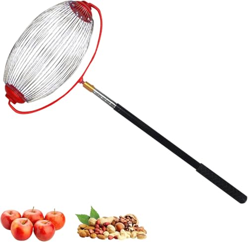 Ramasse Noix avec Manche, Cueille Fruit Telescopique, Collecteur De Noix Réglable et Léger, Rouleau Ramasses Noi-x Acier Inoxydable, Outils Jardinage Pour Ferme Famille, pour Châtaignes, Pommes, Golf