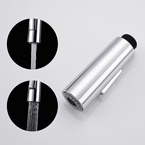 GORDEE Pull Down Sprayer Head for Kitchen Faucet, Column Shape 2-Function Kitchen Faucet Replacement Head, 1.8 GPM G1/2(NOT NPT1/2) 0.8 inch Connector(MALE), General US/CA Standard, Polished Chrome