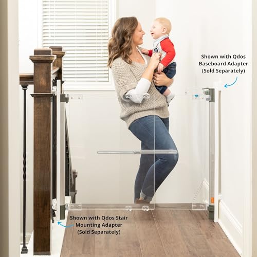 Image of Qdos Safety Crystal Designer Baby Safety Gate - Meets Tougher European Standards - Modern Design and Unparalleled Safety - Beauty & Safety Together at Last - Simple Installation | Hardware Mount
