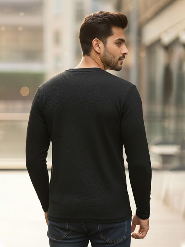 Image of CUBIQ Men's Cotton Blend Solid Slub T-Shirt