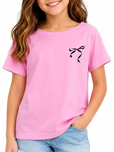 Image of Girls' Graphic Tees Summer Cute Tops Casual Short Sleeve Crew Neck T Shirts