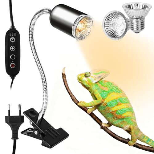 LURICO Lámpara para Tortuga, Lámpara de Reptiles y Anfibios 2 Bombillas de Luz Solar UVA UVB, lampara uvb Tortugas, Ajustable 360° Giratorio Lampara para Tortuga, Lagartos, Camaleones