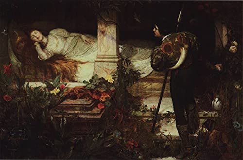 Pintura sobre lienzo premium de La Bella Durmiente por Frederick Brewtnall, cuadro de 60x90cm