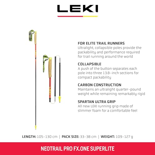 Bastones Leki Neotrail Pro FX.One Superlite de carbono natural y rojo para trail running 2