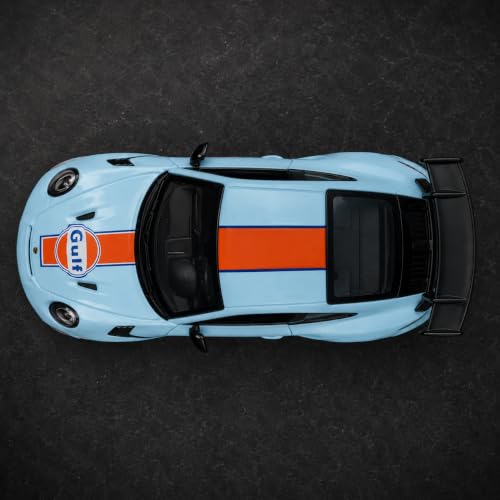 Image of Wizplex CCA Porsche 911 GT2 RS Gulf 1:64 Officially Licensed Premium Die Cast Metal Car in Acrylic Display Case - Openable Doors, Collectible Sports Coupe Showpiece for Collectors & Kids 3+