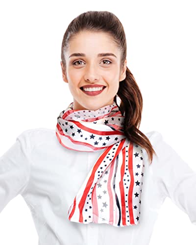 Cbc Crown Patriotic Usa Flag American Flag Star Scarf (Stripe - White) #TOP3